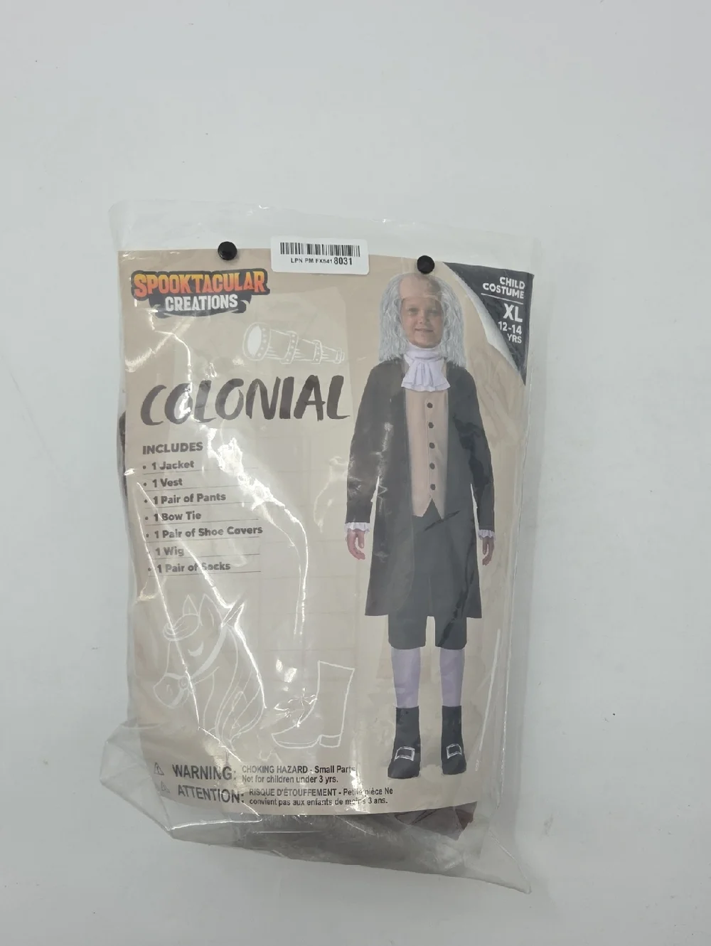 Children's Colonial Gentleman Costume (Socks Not Included) Ben Franklin Wig